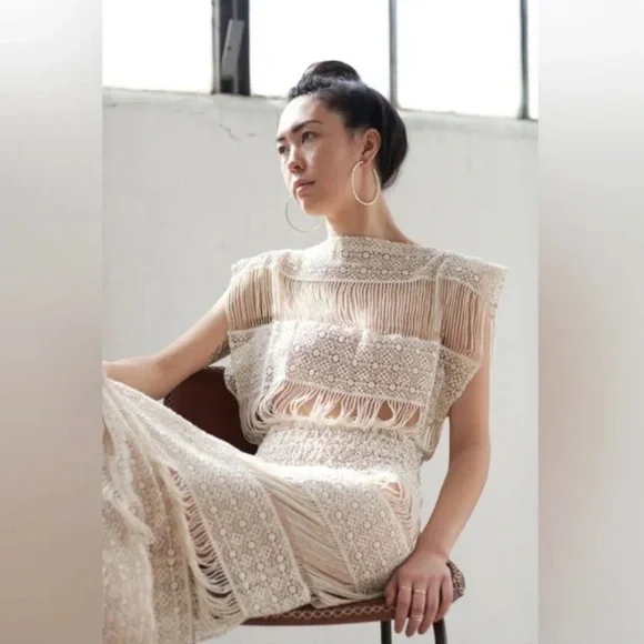 Callahan Cream Fringe Maxi Dress - Picture 5 of 16